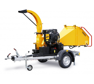 Buschholzhäcksler mit Benzinmotor auf gebremstem Fahrgestell montiert  LS 100/27 CB